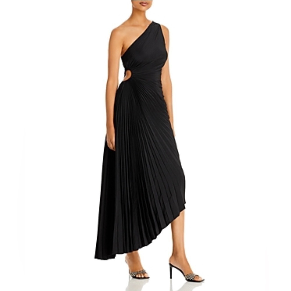 A.L.C.
Delfina Asymmetrical Pleated Dress 0 Black long maxi fairy core goth boho